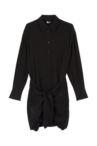 Robe chemise en soie - Noir