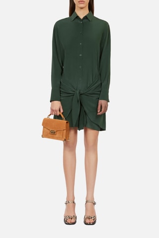 Robe chemise en soie - Vert foncé