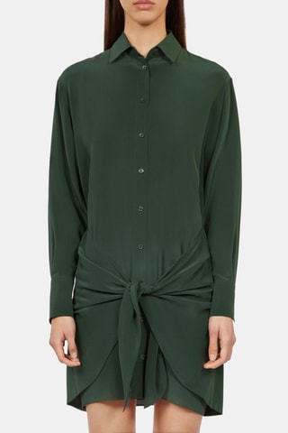 Robe chemise en soie - Vert foncé