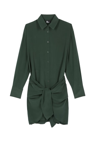 Robe chemise en soie - Vert foncé