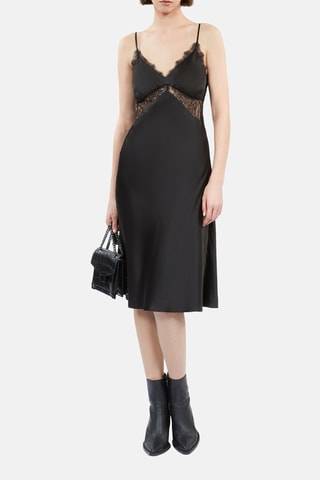 Robe midi en soie - Noir