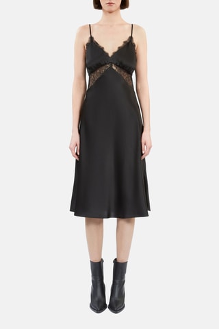 Robe midi en soie - Noir