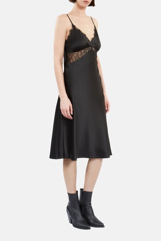 Robe midi en soie - Noir