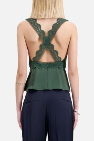 Top en soie sans manches - Vert foncé