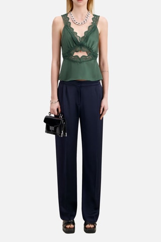 Top en soie sans manches - Vert foncé