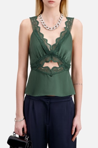 Top en soie sans manches - Vert foncé