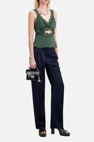 Top en soie sans manches - Vert foncé