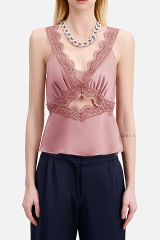 Top en soie sans manches - Rose