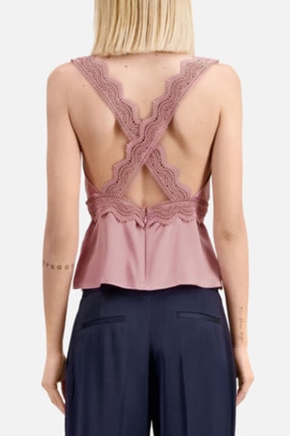Top en soie sans manches - Rose