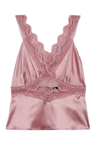 Top en soie sans manches - Rose