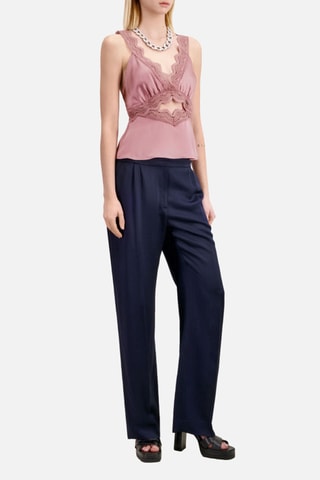 Top en soie sans manches - Rose