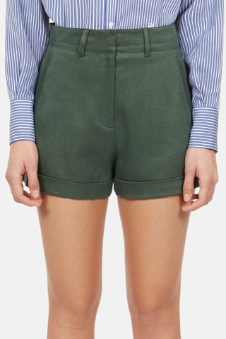 Short en lin - Vert foncé