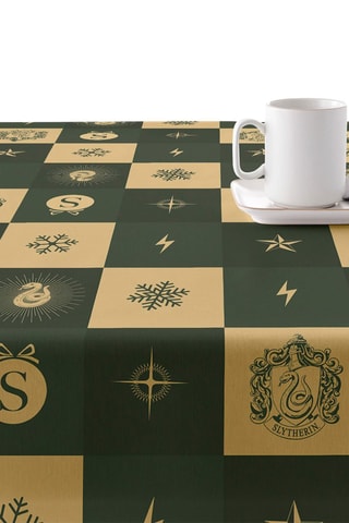 Biologisch Katoenen Tafelzeil met Afwerking van Hars Zwadderich Harry Potter - Donkergroen en geel