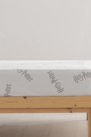 Drap-housse  en flanelle de coton 175 fils/cm² Harry Potter - Blanc et gris