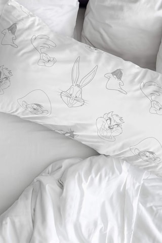 Taie d'oreiller Looney Tunes - Blanc et gris