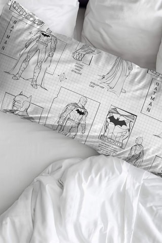 Taie d'oreiller Batman La Ligue des Justiciers DC Comics - 45 x 125 cm - Blanc et noir