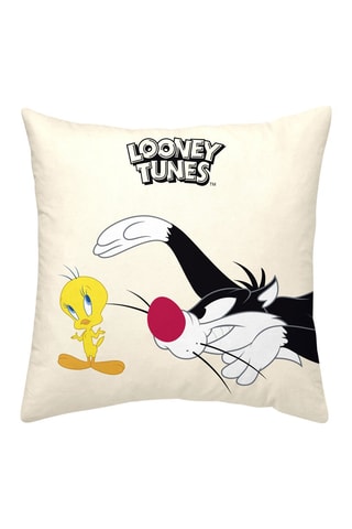 Taie d'oreiller en coton Titi et Grosminet Looney Tunes - Beige 