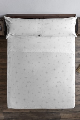 Parure de draps Harry Potter en coton - 175 fils/cm²  - Blanc et gris