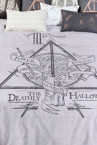 Housse de couette en coton 175 fils/cm² Les Reliques de la Mort Harry Potter - Blanc et noir