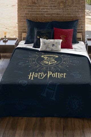 Housse de couette en coton 175 fils/cm² Poudlard Harry Potter - Bleu marine et doré