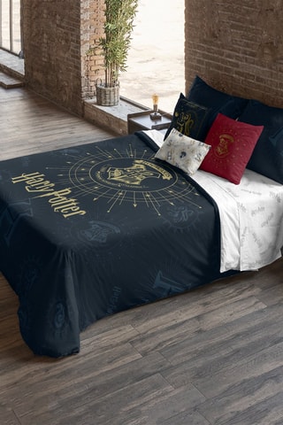 Housse de couette en coton 175 fils/cm² Poudlard Harry Potter - Bleu marine et doré