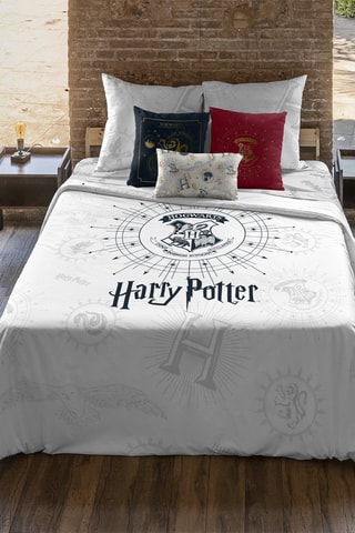 Housse de couette en coton 175 fils/cm² Poudlard Harry Potter - Blanc et noir