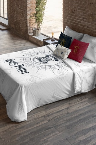 Housse de couette en coton 175 fils/cm² Poudlard Harry Potter - Blanc et noir