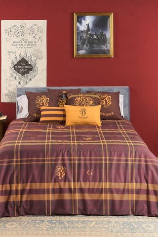 Dekbedovertrek van katoen Gryffindor Harry Potter- 175 Draad/cm²- Bordeauxrood en Goudkleurig