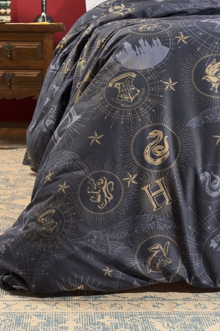 Katoenen Dekbedovertrek 175 Draad/cm² Hogwarths Harry Potter - Marineblauw en Goudkleurig