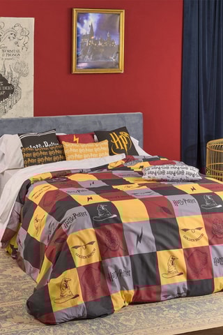 Katoenen Dekbedovertrek 175 Draad/cm² Hogwarths Harry Potter - Geel en Rood