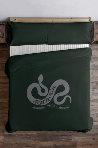 Katoenen Dekbedovertrek 175 Draad/cm² Zwadderich Harry Potter - Groen en Grijs