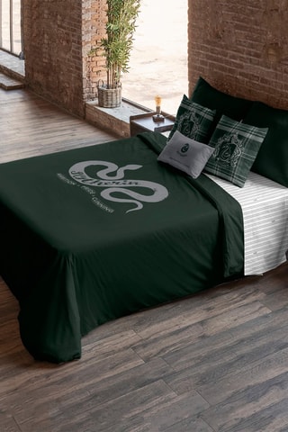 Katoenen Dekbedovertrek 175 Draad/cm² Zwadderich Harry Potter - Groen en Grijs