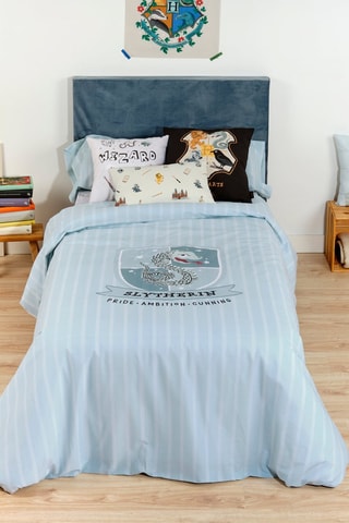 Katoenen Dekbedovertrek 175 Draad/cm² Zwadderich Harry Potter - Hemelsblauw en Zwart