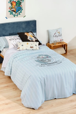 Katoenen Dekbedovertrek 175 Draad/cm² Zwadderich Harry Potter - Hemelsblauw en Zwart