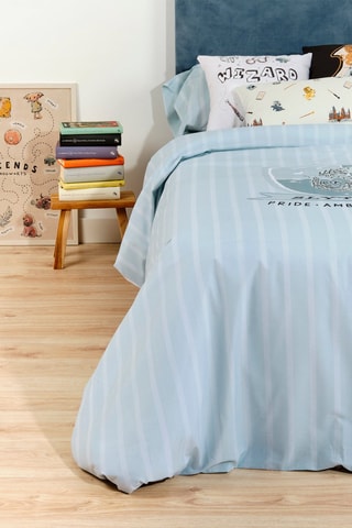 Katoenen Dekbedovertrek 175 Draad/cm² Zwadderich Harry Potter - Hemelsblauw en Zwart