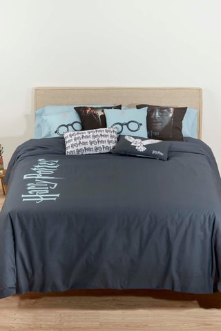 Katoenen Dekbedovertrek Harry Potter - 175 Draad/cm² - Donkerblauw en lichtblauw