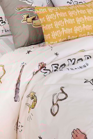 Housse de couette Harry Potter en coton - 175 fils/cm² - Blanc et marron