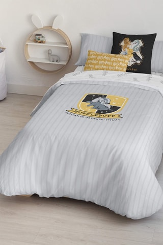 Dekbedovertrek Huffelpuf Harry Potter - Lichtgrijs en Wit