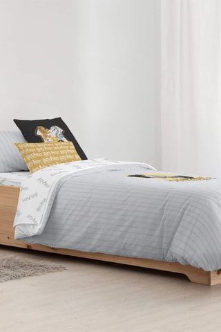 Dekbedovertrek Huffelpuf Harry Potter - Lichtgrijs en Wit