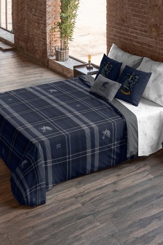 Katoenen Dekbedovertrek Ravenklauw Hedwig Harry Potter - 175 Draad/cm² - Blauw en grijs