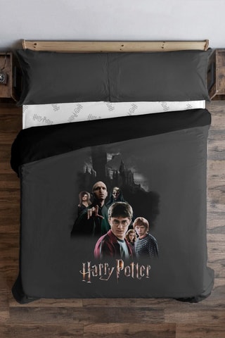 Dekbedovertrek Harry Potter - Donkergrijs en Wit