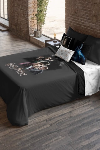 Dekbedovertrek Harry Potter - Donkergrijs en Wit