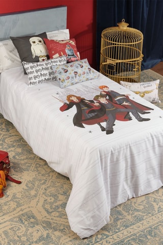 Housse de couette en coton 175 fils/cm² Harry, Ron et Hermione Harry Potter - Blanc