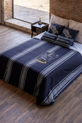 Katoenen Dekbedovertrek Ravenklauw Hedwig Harry Potter - 175 Draad/cm² - Blauw en grijs