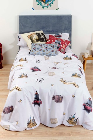 Housse de couette Harry Potter en coton - 175 fils/cm² - Blanc et marron