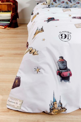 Housse de couette Harry Potter en coton - 175 fils/cm² - Blanc et marron