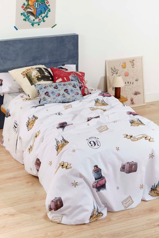 Housse de couette Harry Potter en coton - 175 fils/cm² - Blanc et marron