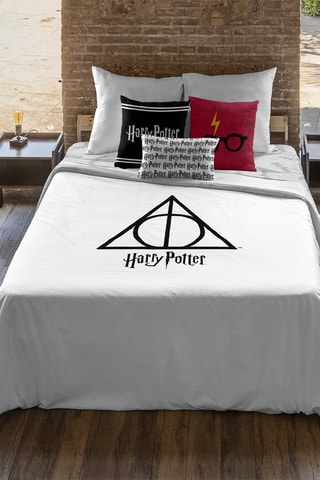 Housse de couette Les Reliques de la mort Harry Potter en coton - 175 fils/cm² - Blanc et noir