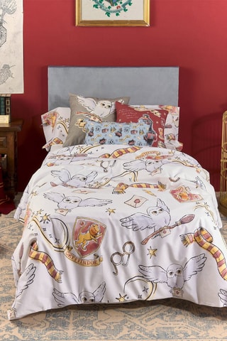 Housse de couette  Harry Potter en coton - 175 fils/cm²  - Blanc, doré et rouge