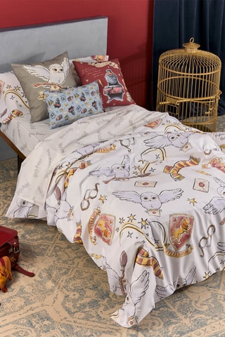 Housse de couette  Harry Potter en coton - 175 fils/cm²  - Blanc, doré et rouge